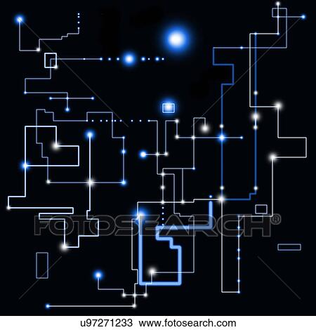 Stock Image - Connecting blue lines, illustration.. Fotosearch