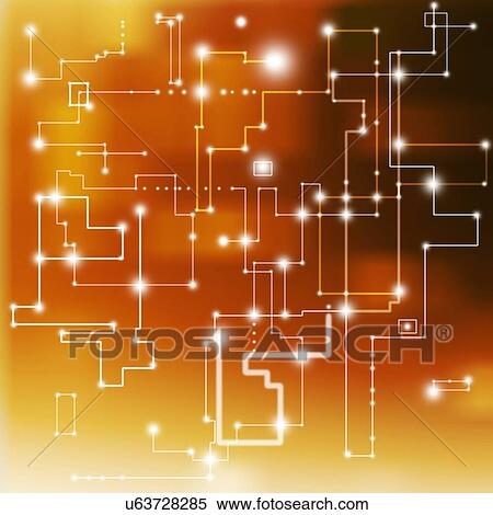 Stock Photography - Connecting white lines against an orange background, illustration.. Fotosearch