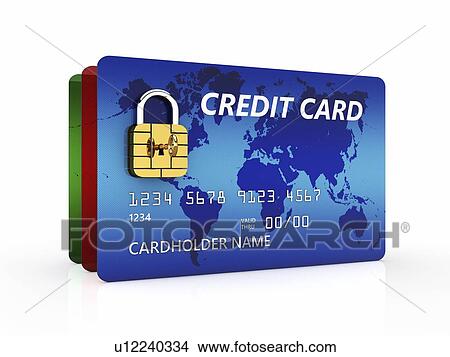Picture - Credit card security, conceptual illustration. Credit card with padlock chip.. Fotosearch