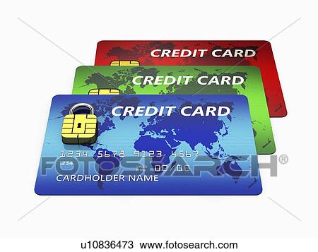 Stock Image - Credit card security, conceptual illustration. Credit card with padlock chip.. Fotosearch