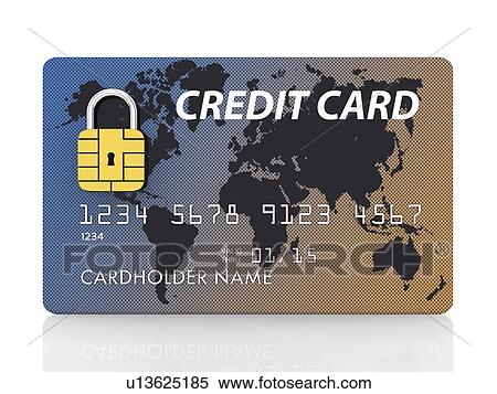 Stock Photography - Credit card security, conceptual illustration. Credit card with padlock chip.. Fotosearch