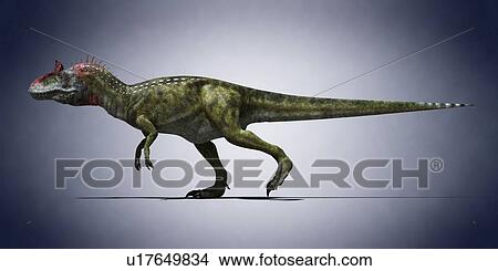 Picture - Cryolophosaurus, computer illustration.. Fotosearch