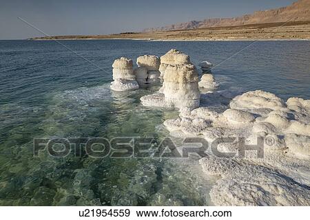 Stock Photo - Crystallized salt rocks along the shores of the Dead Sea, Israel.. Fotosearch