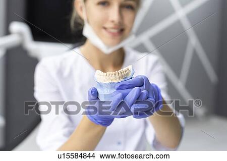 Dental assistant holding model teeth View Large Photo Image Picture - Dental assistant holding model teeth. Fotosearch