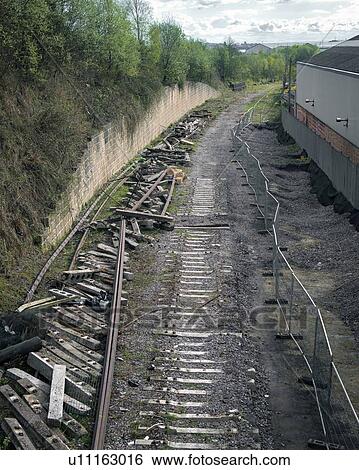 Stock Photograph - Disused and partially dismantled railway track, West Midlands, UK. Fotosearch