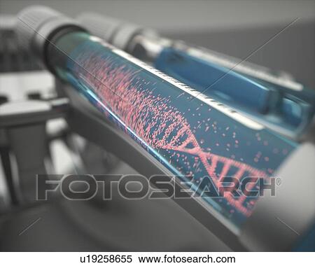 Stock Photography - DNA (deoxyribonucleic acid) strand in test tube, illustration.. Fotosearch
