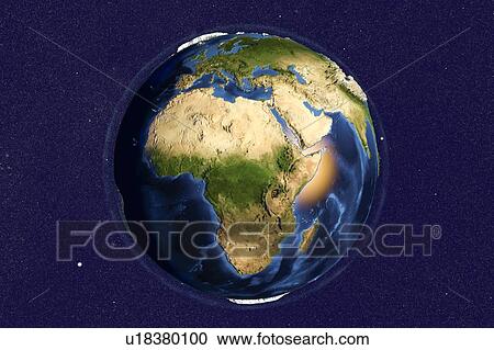 Earth from space. Computer illustration showing the Earth as viewed from space, centred over Africa. Europe (upper) and Middle East (upper right) can be seen. View Large Photo Image Stock Image - Earth from space. Computer illustration showing the Earth as viewed from space, centred over Africa. Europe (upper) and Middle East (upper right) can be seen.. Fotosearch