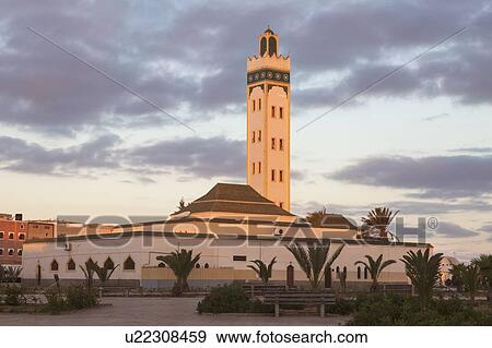 Eddarham Mosque at sunset in Dakhla, Morocco View Large Photo Image Stock Photo - Eddarham Mosque at sunset in Dakhla, Morocco. Fotosearch