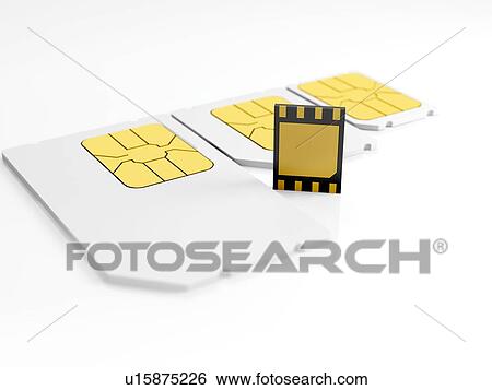Stock Photograph - eSIM and SIM cards, illustration.. Fotosearch
