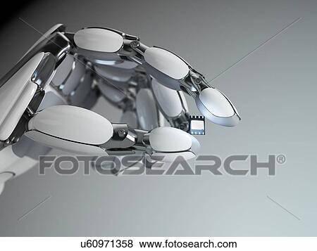 Stock Photo - eSIM card in robotic hand, illustration.. Fotosearch