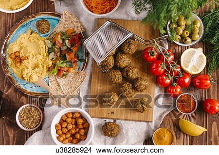 Falafel with ingredients View Large Photo Image Picture - Falafel with ingredients. Fotosearch