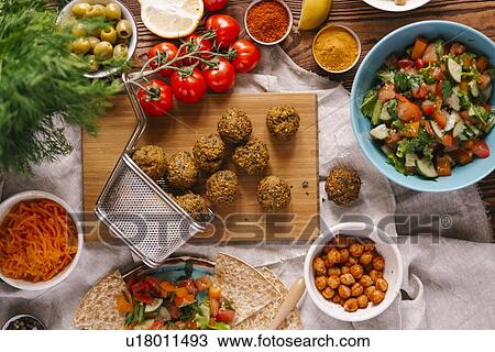 Falafel with ingredients View Large Photo Image Stock Image - Falafel with ingredients. Fotosearch