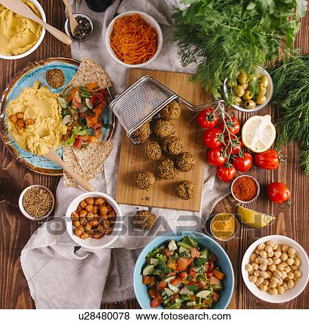 Stock Photo - Falafel with ingredients. Fotosearch