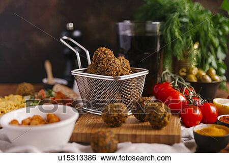 Falafel with ingredients View Large Photo Image Stock Photograph - Falafel with ingredients. Fotosearch