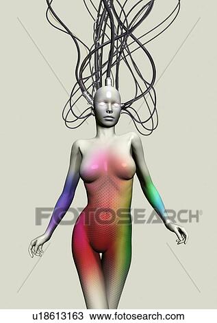 Stock Image - Female android, illustration.. Fotosearch
