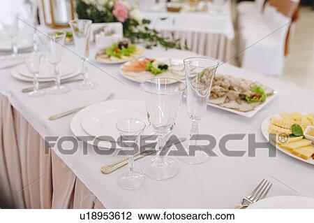 Food and place setting during wedding View Large Photo Image Stock Image - Food and place setting during wedding. Fotosearch