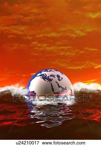 Global warming and rising sea levels, conceptual illustration. View Large Photo Image Stock Photo - Global warming and rising sea levels, conceptual illustration.. Fotosearch