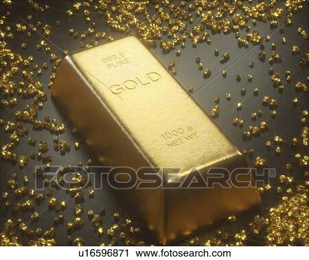 Gold bar and nuggets, studio shot. View Large Photo Image Stock Image - Gold bar and nuggets, studio shot.. Fotosearch