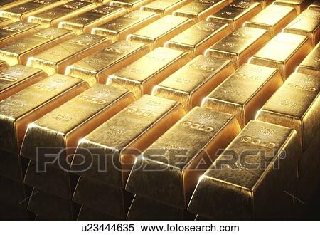 Stock Photography - Gold bars, illustration.. Fotosearch
