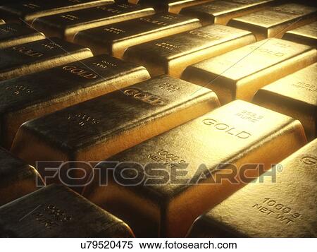 Stock Photography - Gold bars, illustration.. Fotosearch