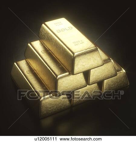Stock Image - Gold bars, studio shot.. Fotosearch