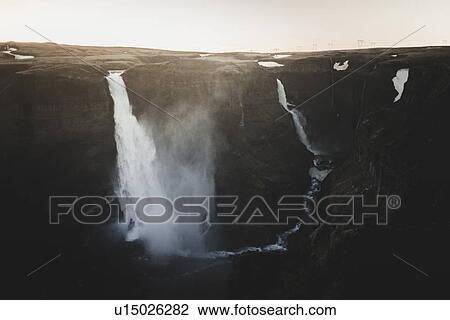 Stock Image - Haifoss waterfall in Iceland. Fotosearch