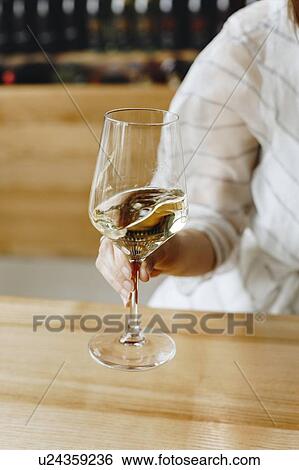Hand of woman holding glass of white wine View Large Photo Image Stock Photograph - Hand of woman holding glass of white wine. Fotosearch