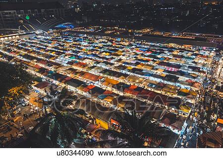 High angle view of night market in Bangkok, Thailand View Large Photo Image Stock Image - High angle view of night market in Bangkok, Thailand. Fotosearch