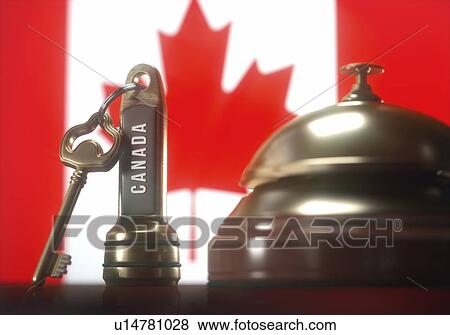 Hotel key and bell with Canadian flag, illustration. View Large Photo Image Stock Photo - Hotel key and bell with Canadian flag, illustration.. Fotosearch