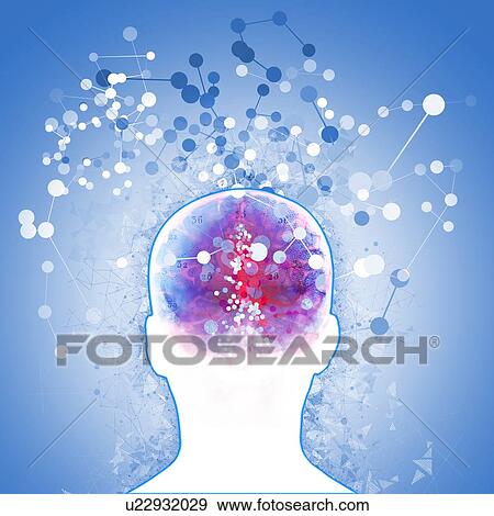 Human head with connecting lines and dots, illustration. View Large Photo Image Stock Photo - Human head with connecting lines and dots, illustration.. Fotosearch