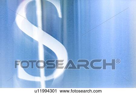 Stock Image - Illustration of white dollar sign against blue background. Fotosearch
