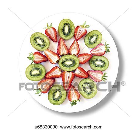 Kiwis and strawberries on white plate, studio shot. View Large Photo Image Stock Image - Kiwis and strawberries on white plate, studio shot.. Fotosearch