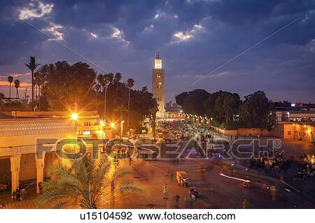 Koutoubia Mosque on Djemma el Fna square at sunset in Marrakesh, Morocco View Large Photo Image Stock Image - Koutoubia Mosque on Djemma el Fna square at sunset in Marrakesh, Morocco. Fotosearch