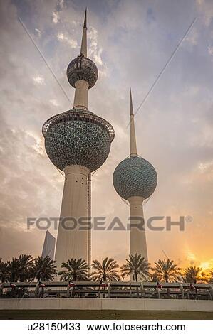 Kuwait Towers at sunset in Kuwait City, Kuwait View Large Photo Image Stock Image - Kuwait Towers at sunset in Kuwait City, Kuwait. Fotosearch