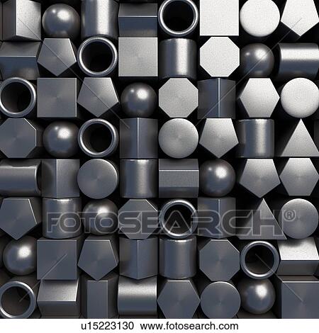 Large group of geometric objects made of metal, computer illustration. View Large Photo Image Stock Image - Large group of geometric objects made of metal, computer illustration.. Fotosearch