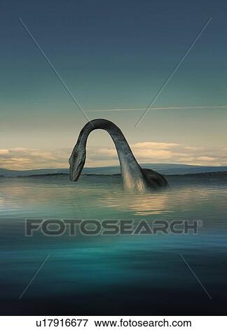 Stock Photo - Loch ness monster, computer artwork.. Fotosearch