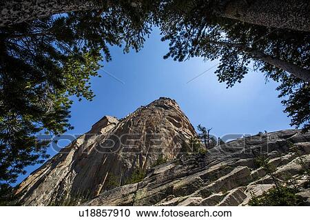 Low angle view of cliff by trees in Stanley, Idaho, USA View Large Photo Image Stock Image - Low angle view of cliff by trees in Stanley, Idaho, USA. Fotosearch