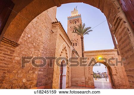 Stock Photo - Low angle view of Koutoubia Mosque in Marrakesh, Morocco. Fotosearch