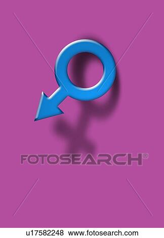 Stock Photo - Male symbol with female symbol shadow, illustration.. Fotosearch