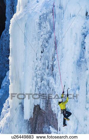 Man ice climbing in Ouray, USA View Large Photo Image Stock Image - Man ice climbing in Ouray, USA. Fotosearch