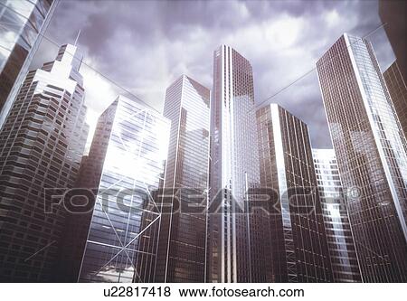 Stock Photo - Modern skyscrapers, illustration.. Fotosearch