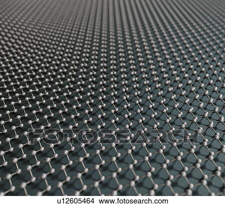 Picture - Molecular model of layer of stanene, with selective focus. Computer generated image.. Fotosearch