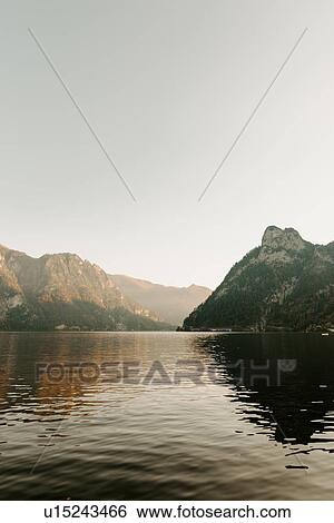 Mountain lake landscape, Hallstatt, Upper Austria View Large Photo Image Stock Photograph - Mountain lake landscape, Hallstatt, Upper Austria. Fotosearch
