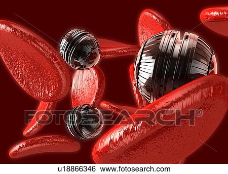 Stock Photograph - Nano technology in bloodstream, illustration.. Fotosearch