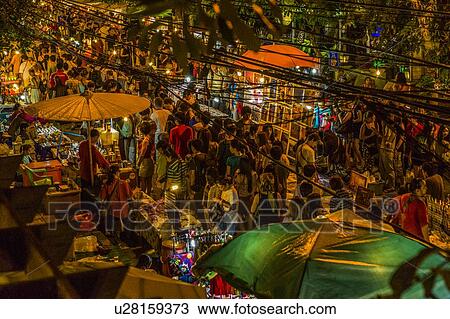 Stock Image - Night market in Chiang Mai, Thailand. Fotosearch