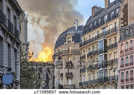 Notre-Dame de Paris fire, Paris, Ile-de-France, France View Large Photo Image Stock Photo - Notre-Dame de Paris fire, Paris, Ile-de-France, France. Fotosearch
