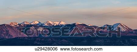 Panorama of La Sal Mountains in Arches National Park, Utah, USA View Large Photo Image Stock Photograph - Panorama of La Sal Mountains in Arches National Park, Utah, USA. Fotosearch