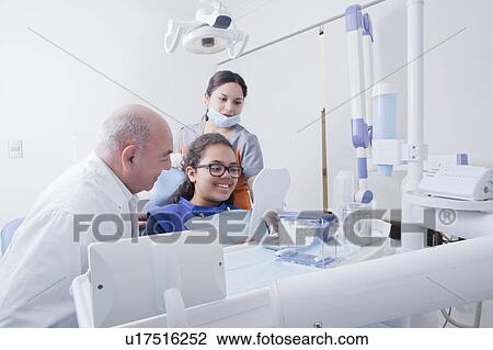 Patient smiling at mirror in dentist's surgery View Large Photo Image Stock Image - Patient smiling at mirror in dentist's surgery. Fotosearch