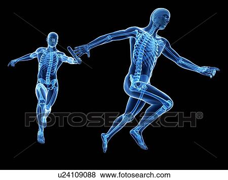 Stock Photo - Person passing a relay baton, computer artwork.. Fotosearch