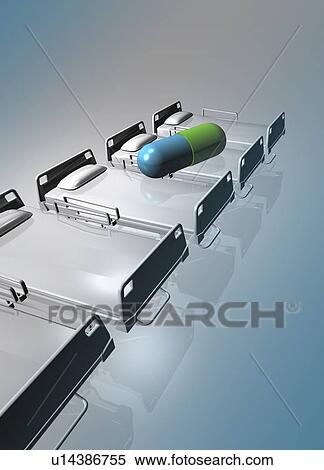 Pill on hospital bed, illustration. View Large Photo Image Stock Photography - Pill on hospital bed, illustration.. Fotosearch